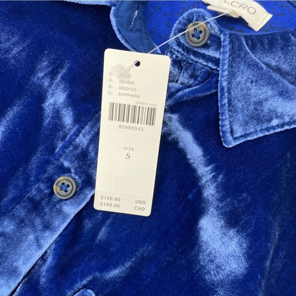 Anthropologie Pilcro Blue Velvet Button down long sleeve size S - Picture 6 of 12